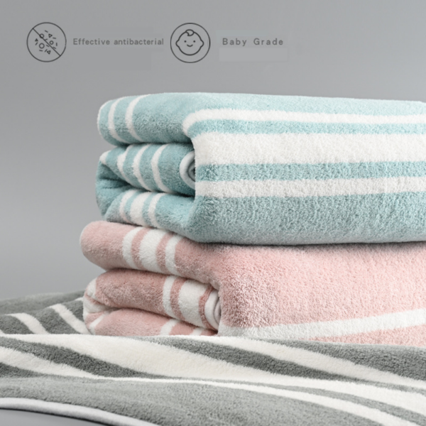 coral velvet antibacterial stripe towel