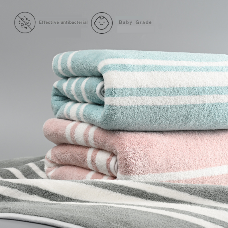 Coral velvet antibacterial stripe towel